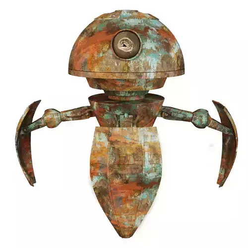 small rusted robot Low-poly 3D model