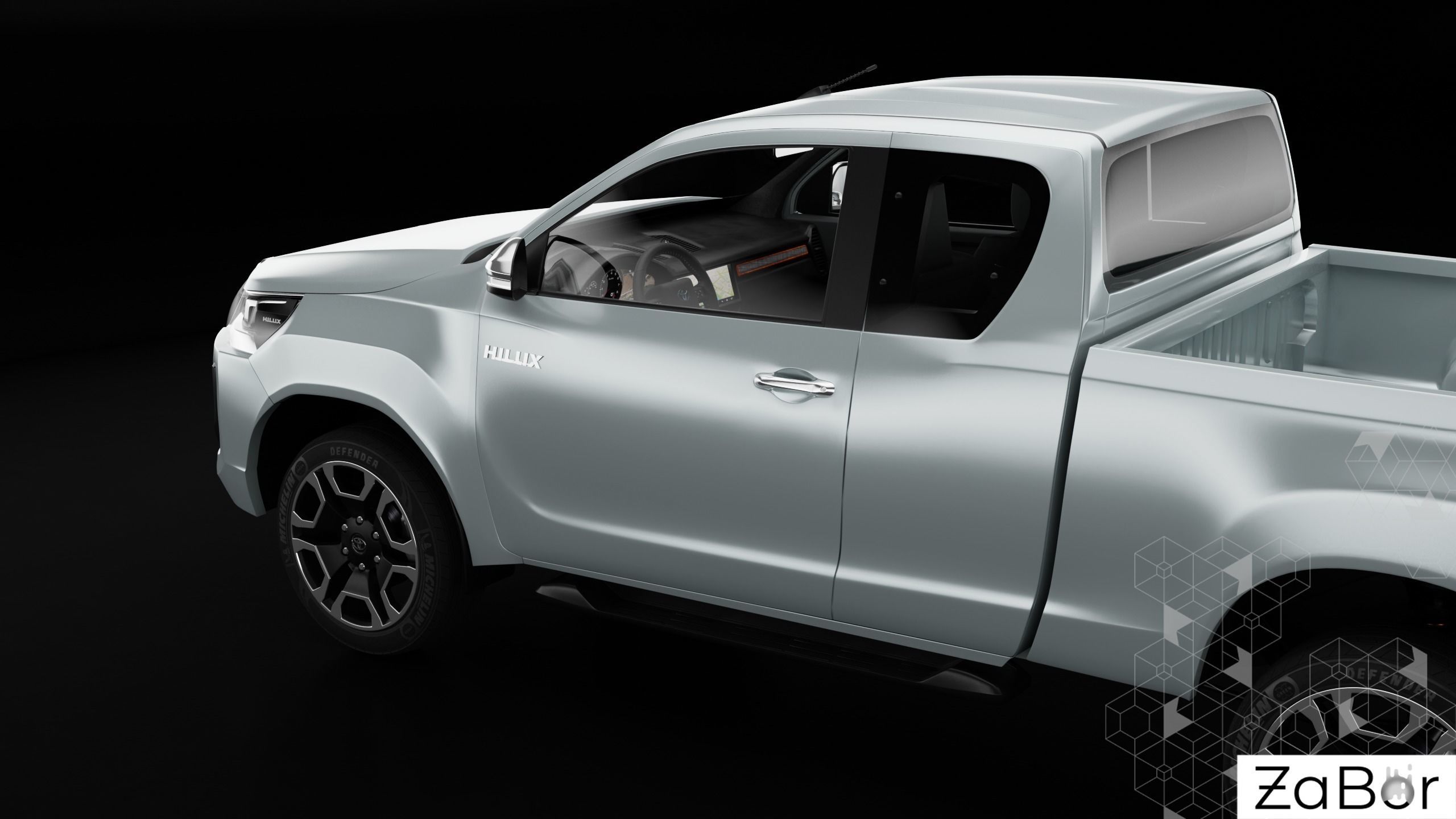 Toyota Hilux Xtra Cab 2021 Low-poly 3D model_6