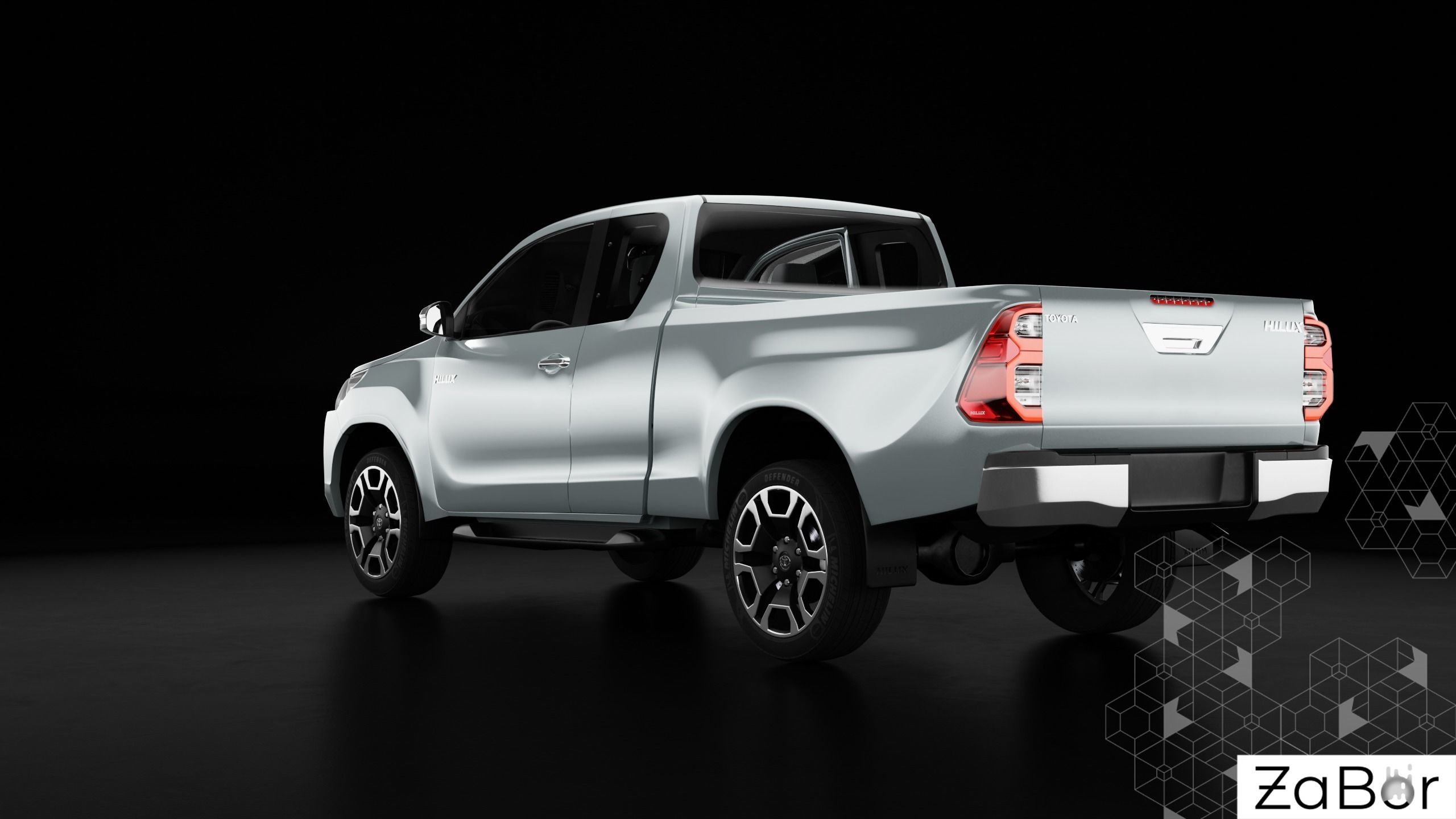 Toyota Hilux Xtra Cab 2021 Low-poly 3D model_2