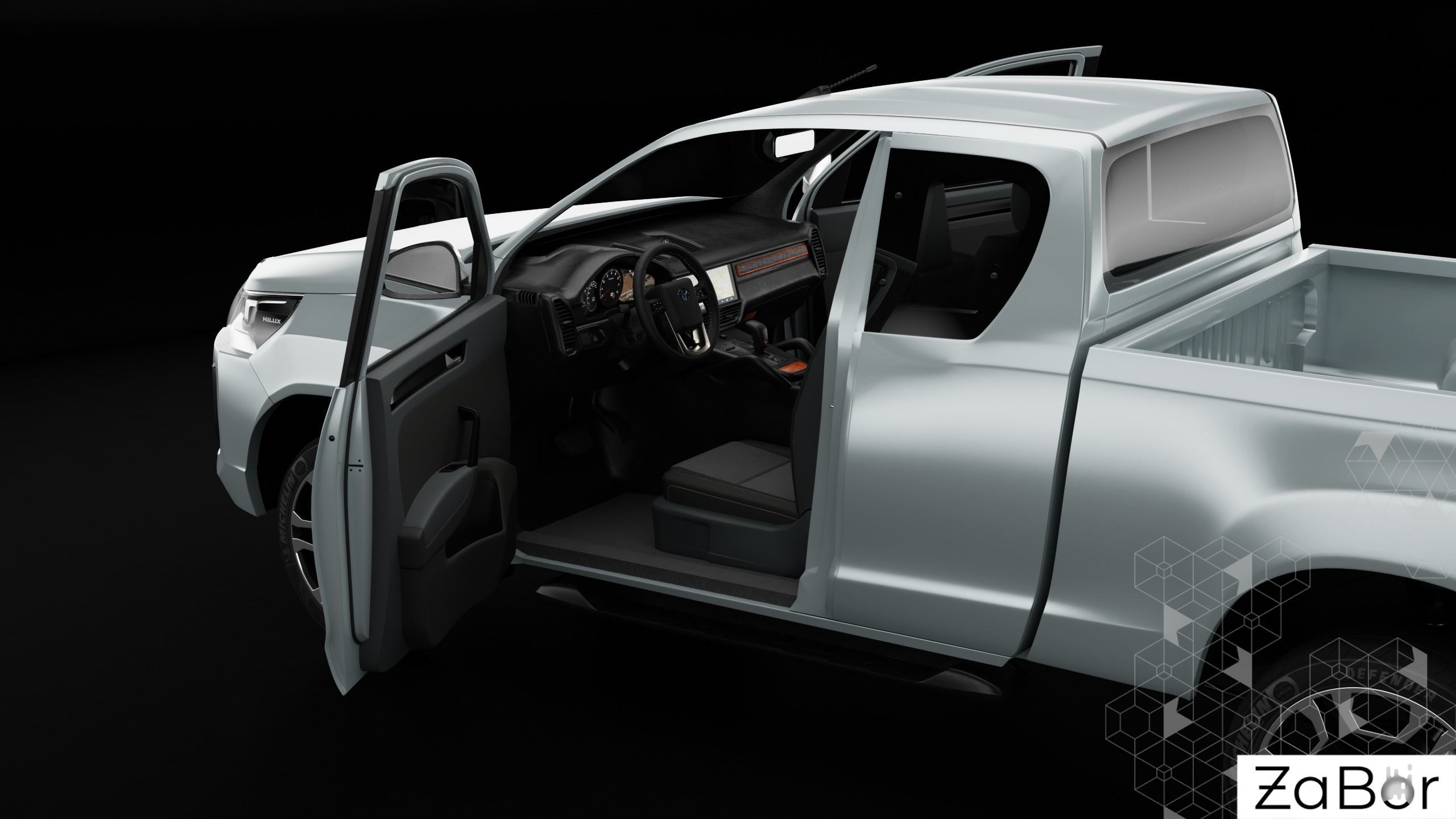 Toyota Hilux Xtra Cab 2021 Low-poly 3D model_7