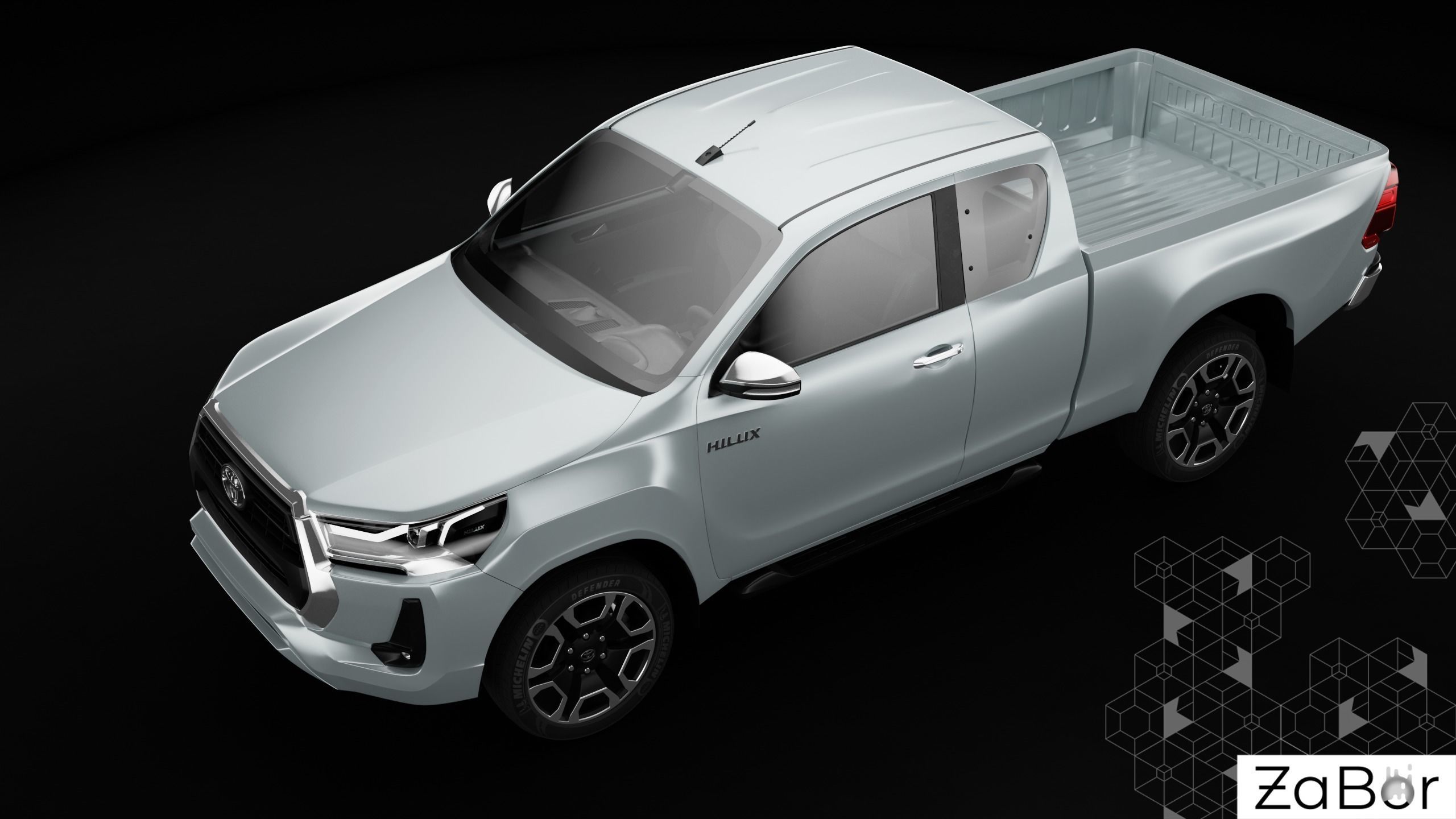 Toyota Hilux Xtra Cab 2021 Low-poly 3D model_4