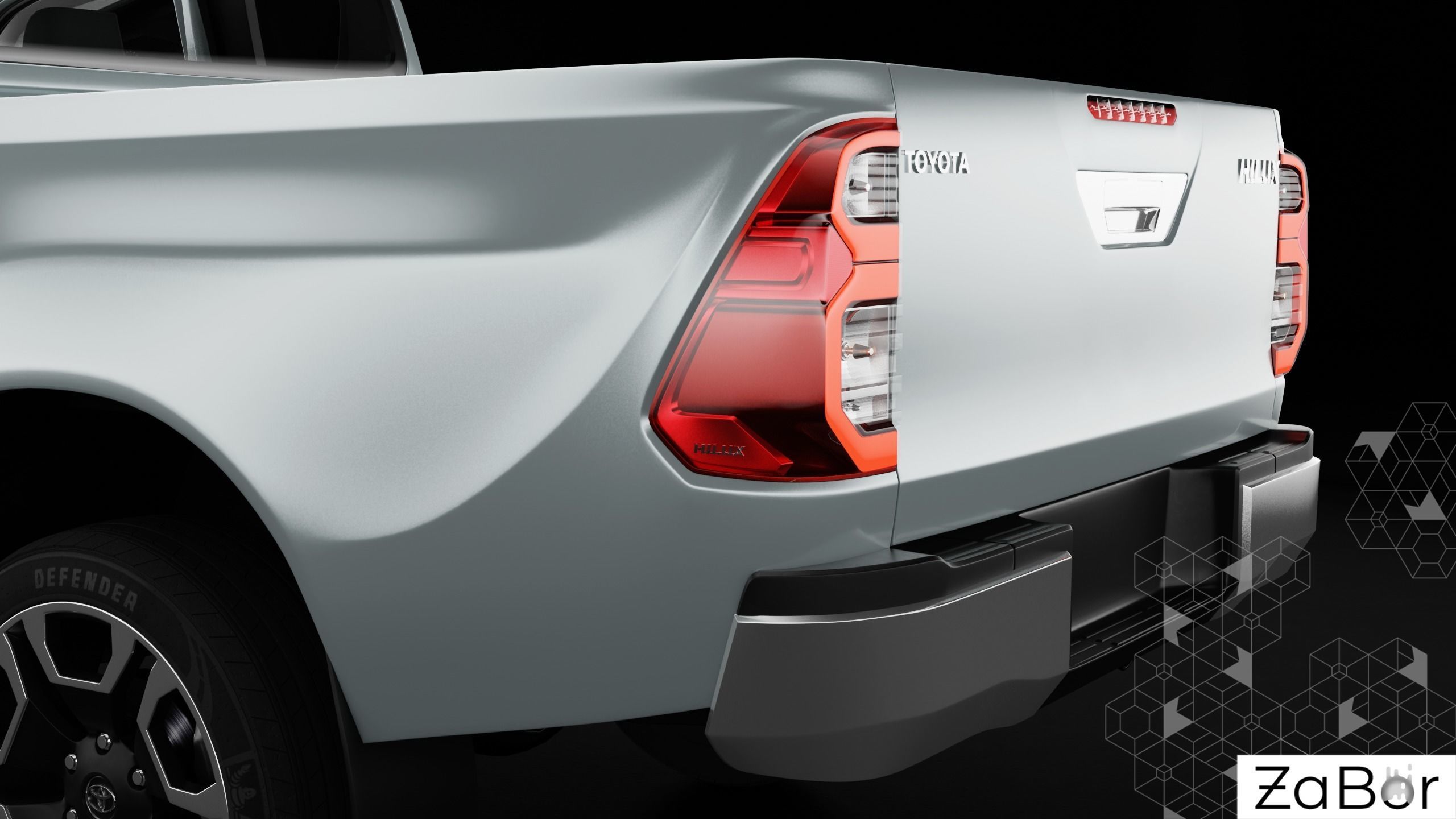 Toyota Hilux Xtra Cab 2021 Low-poly 3D model_11