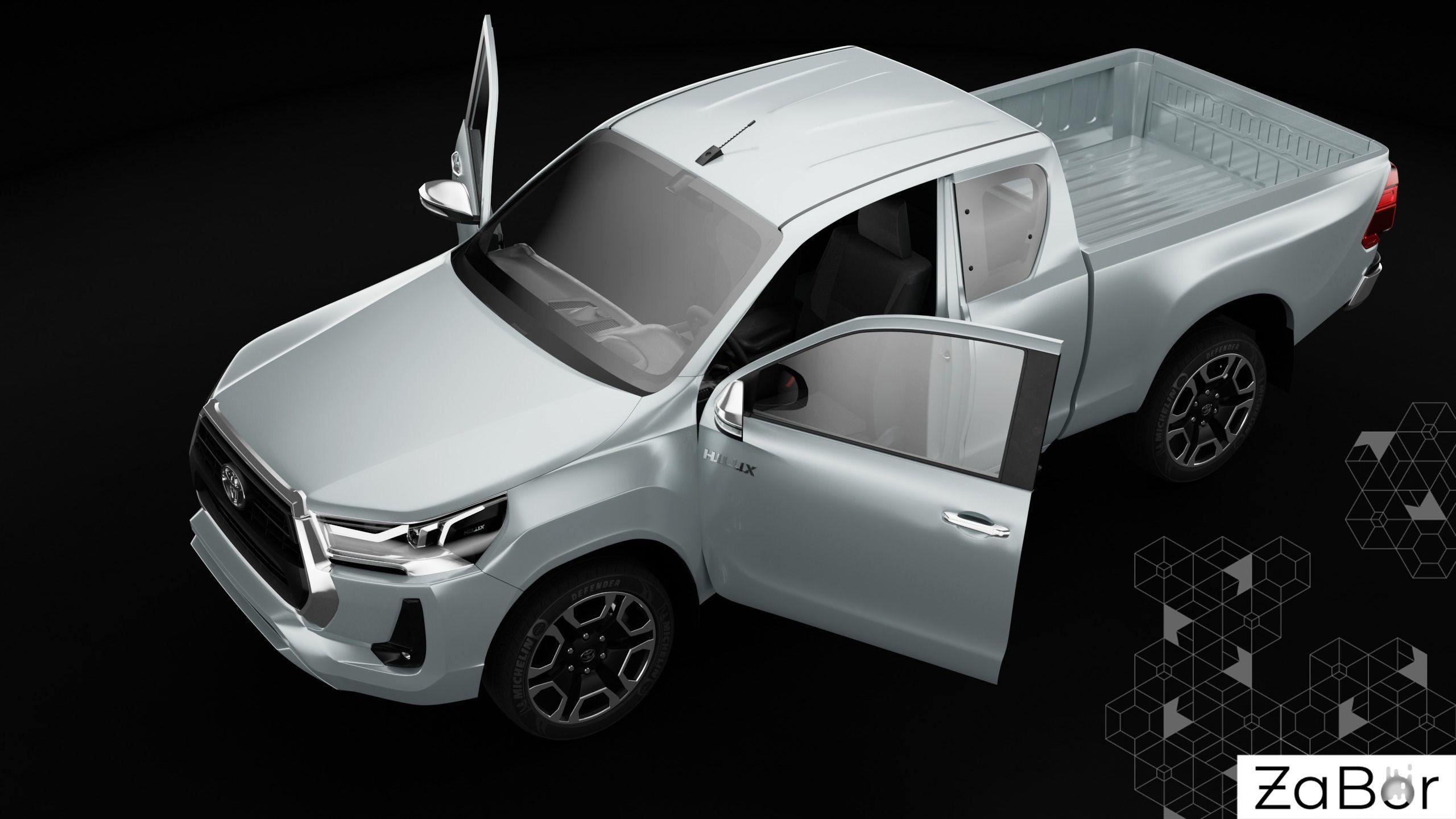 Toyota Hilux Xtra Cab 2021 Low-poly 3D model_5