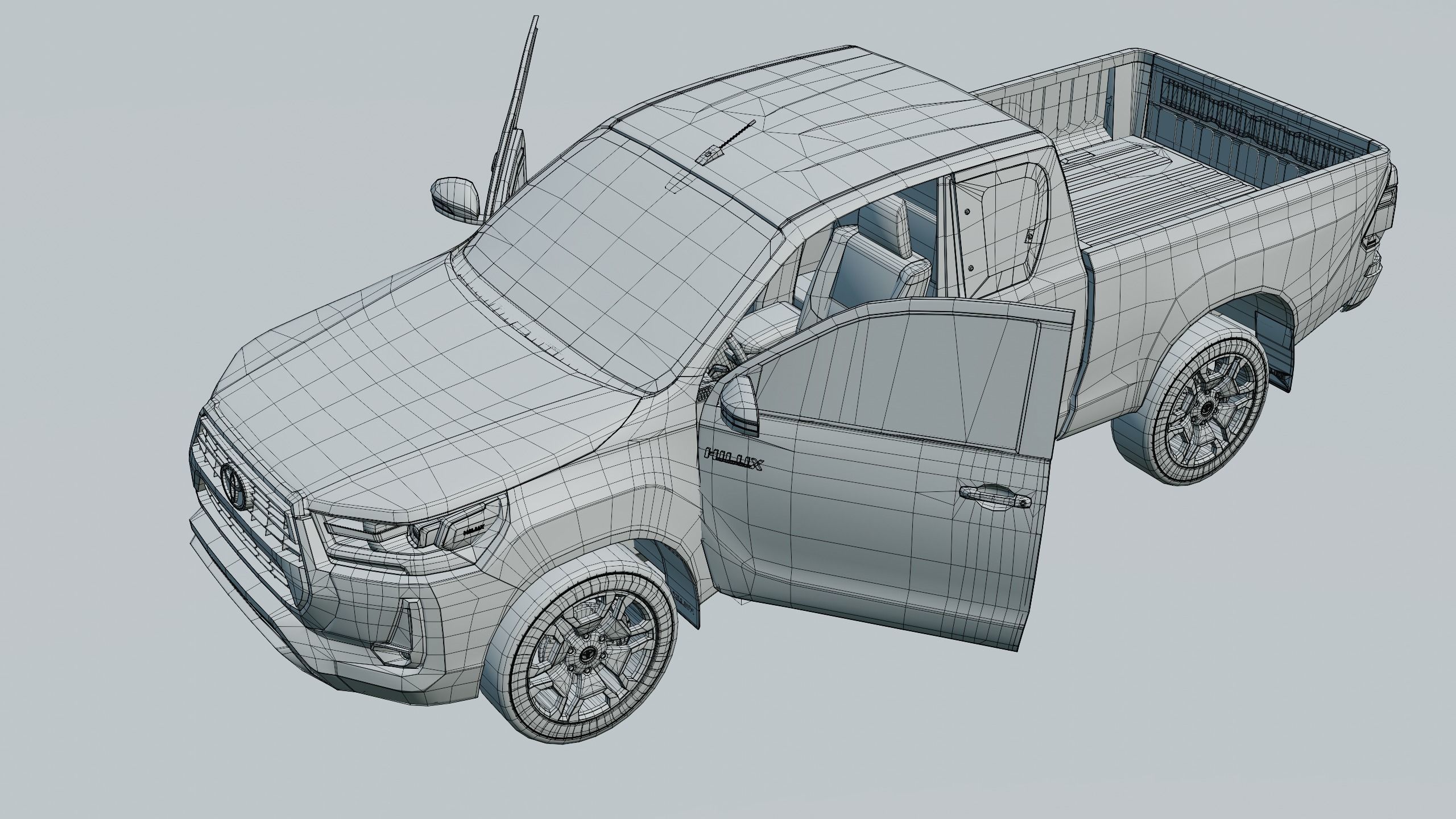 Toyota Hilux Xtra Cab 2021 Low-poly 3D model_19