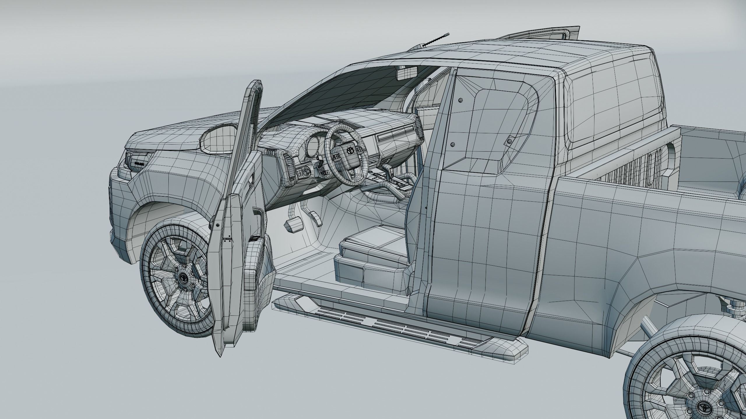 Toyota Hilux Xtra Cab 2021 Low-poly 3D model_23