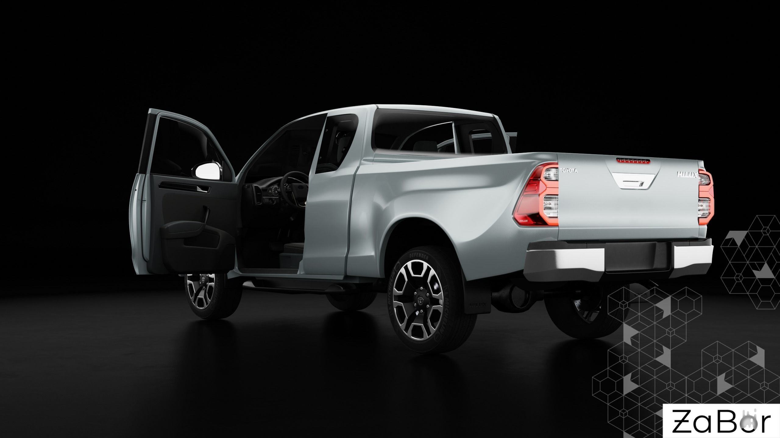 Toyota Hilux Xtra Cab 2021 Low-poly 3D model_3