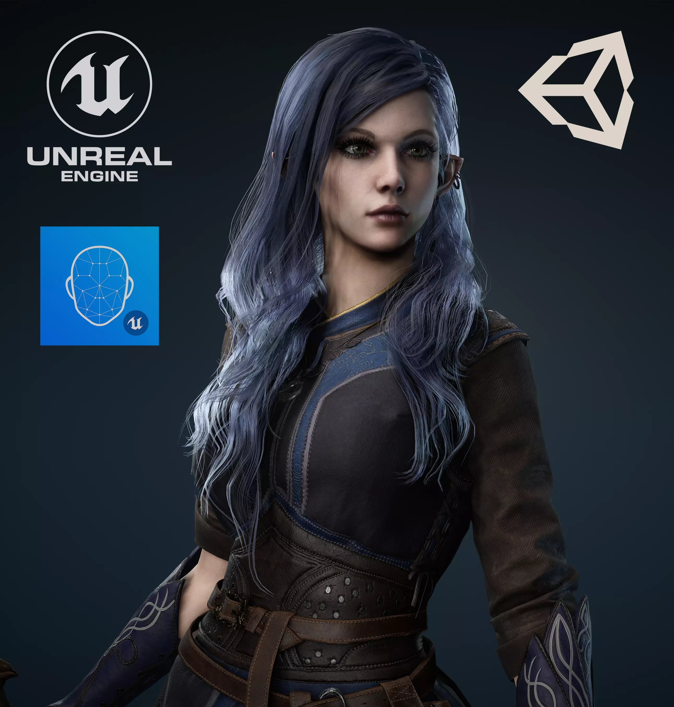 Medieval Fantasy girl - Game Ready Low-poly 3D model Low-poly 3D model_0