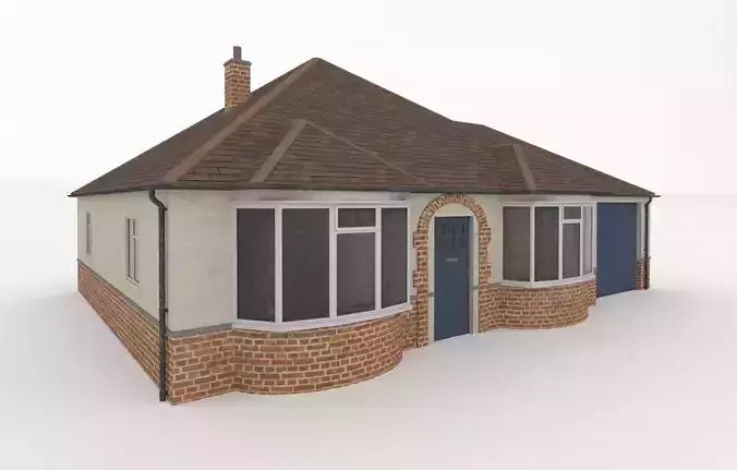 Bungalow  British English UK house low poly