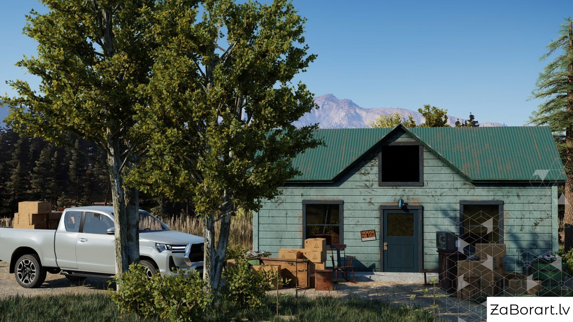 Location from FarCry5 but with cool Toyota Hilux Xtra Cab 2021 Low-poly 3D model_2