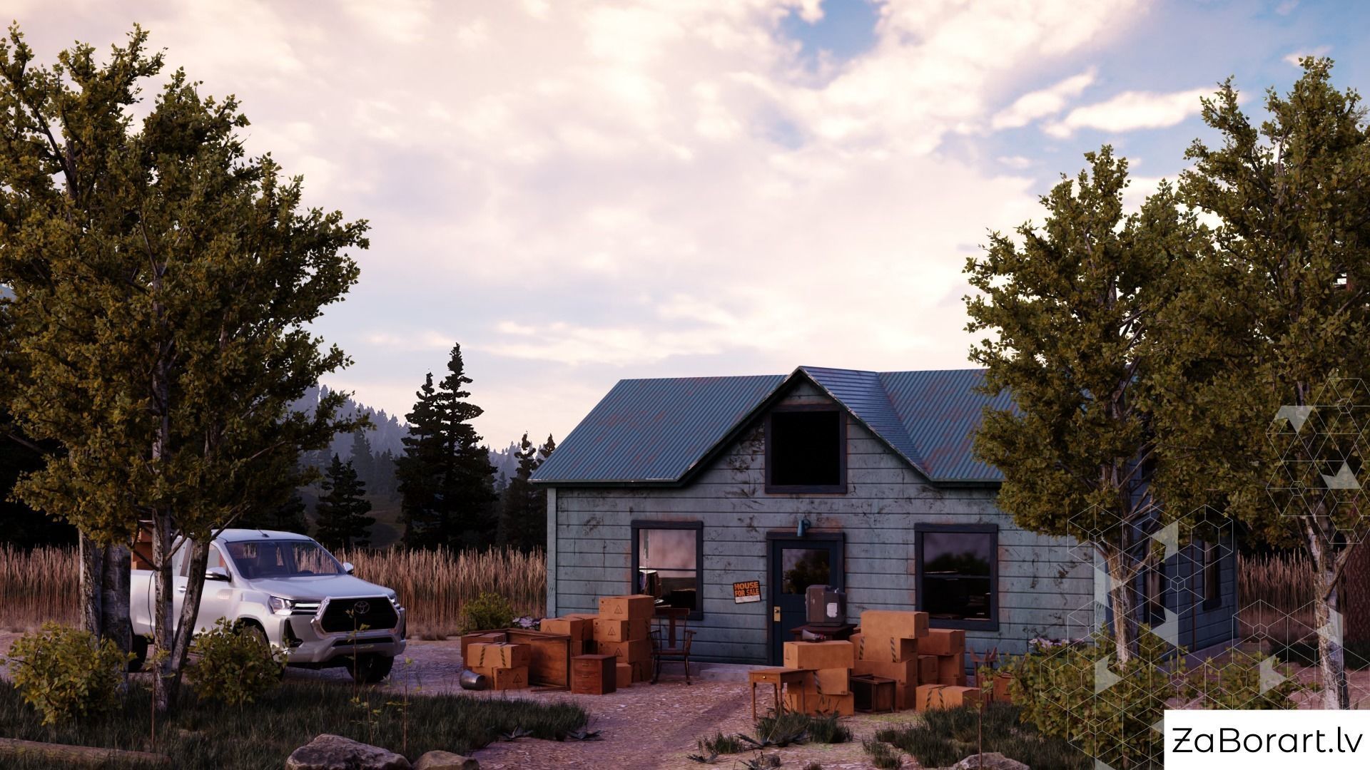 Location from FarCry5 but with cool Toyota Hilux Xtra Cab 2021 Low-poly 3D model_3