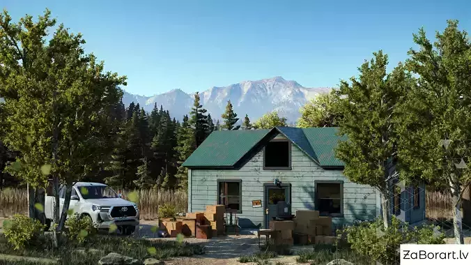 Location from FarCry5 but with cool Toyota Hilux Xtra Cab 2021 Low-poly 3D model