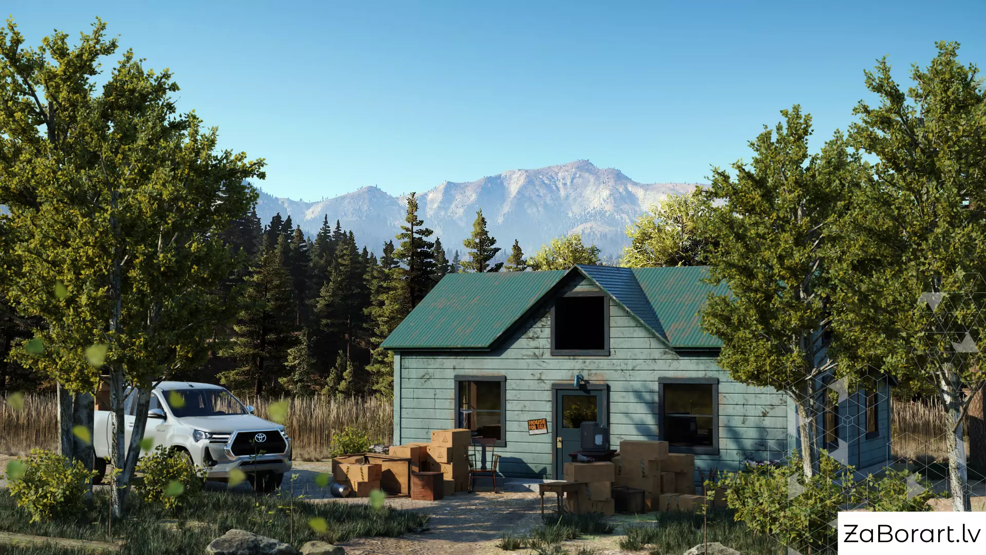 Location from FarCry5 but with cool Toyota Hilux Xtra Cab 2021 Low-poly 3D model_0