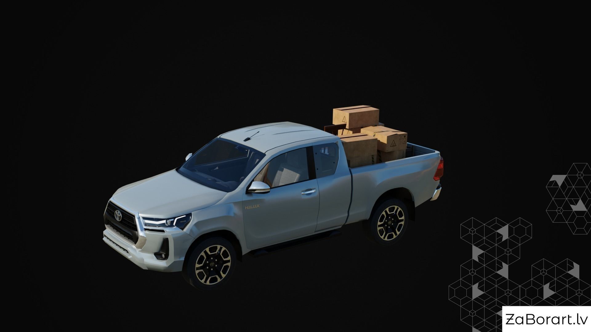Location from FarCry5 but with cool Toyota Hilux Xtra Cab 2021 Low-poly 3D model_5