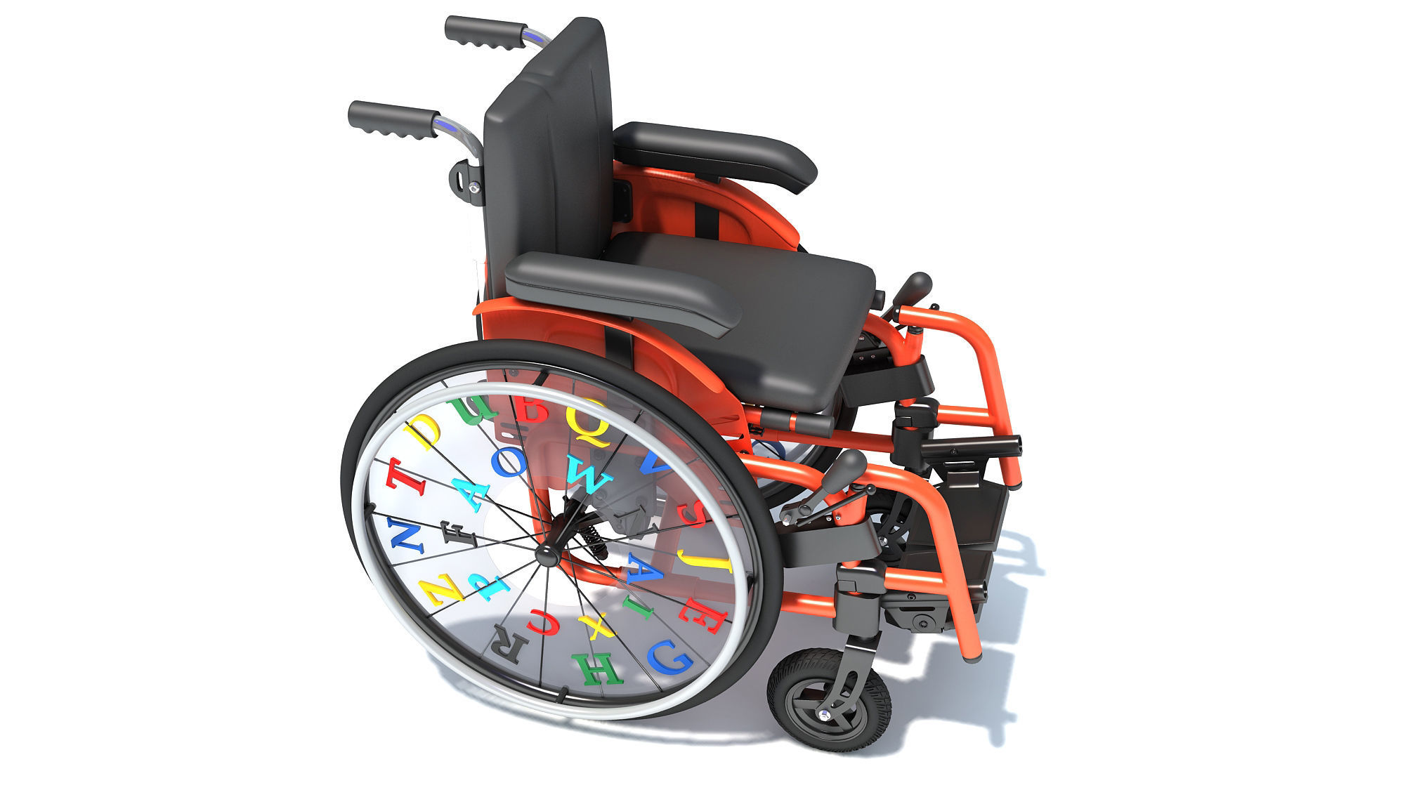 Wheelchair Wheel Chair for Kids 3D model_7
