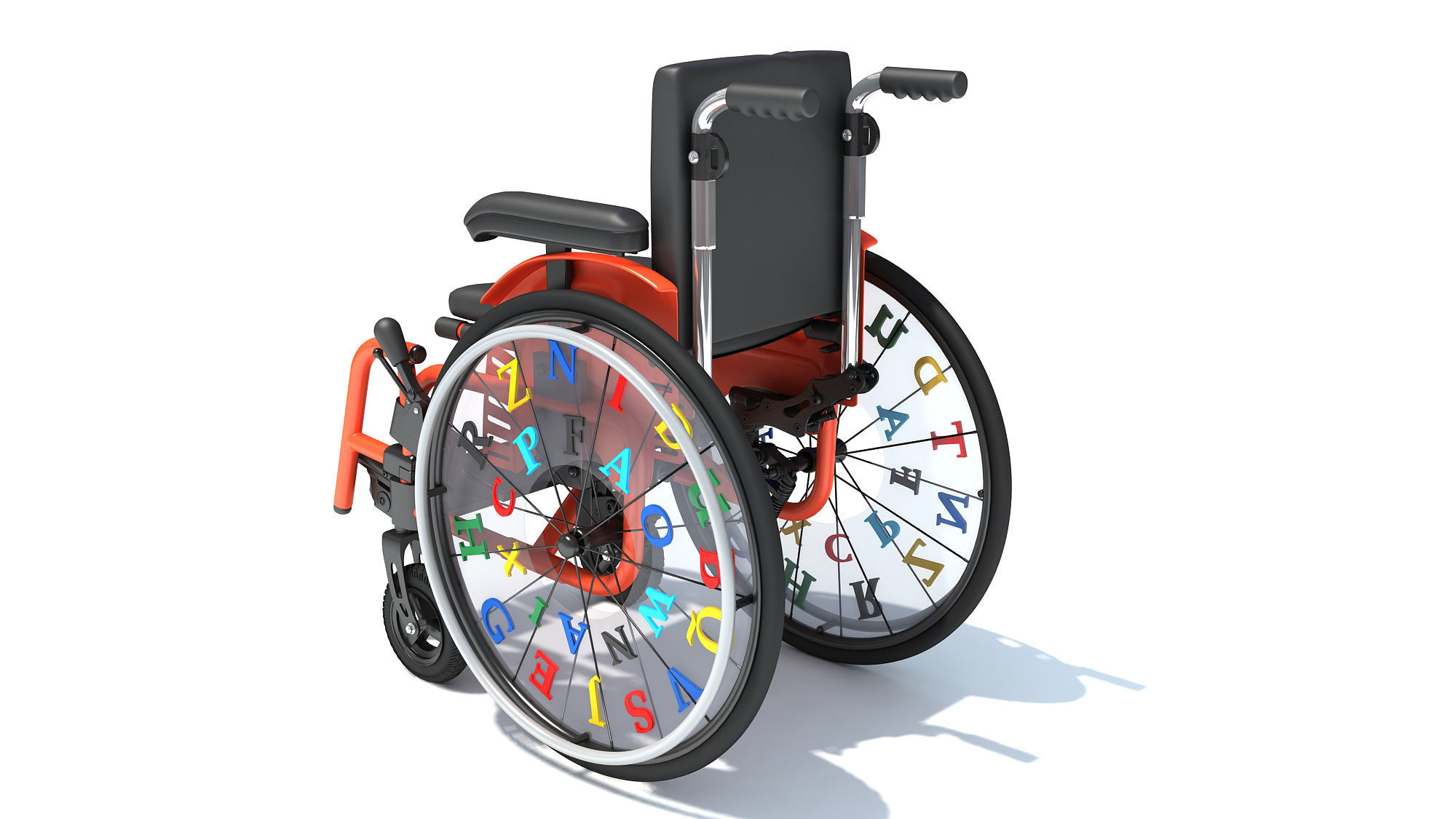 Wheelchair Wheel Chair for Kids 3D model_3