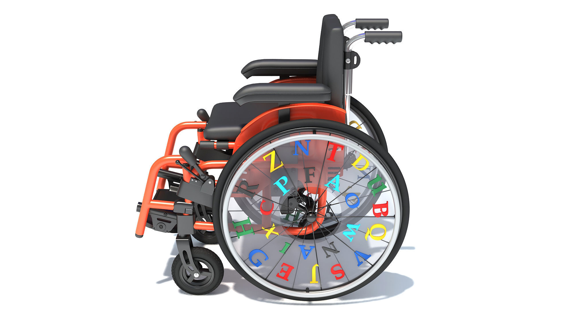 Wheelchair Wheel Chair for Kids 3D model_2