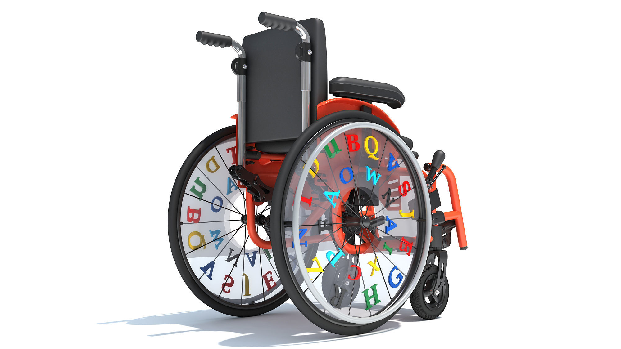 Wheelchair Wheel Chair for Kids 3D model_5