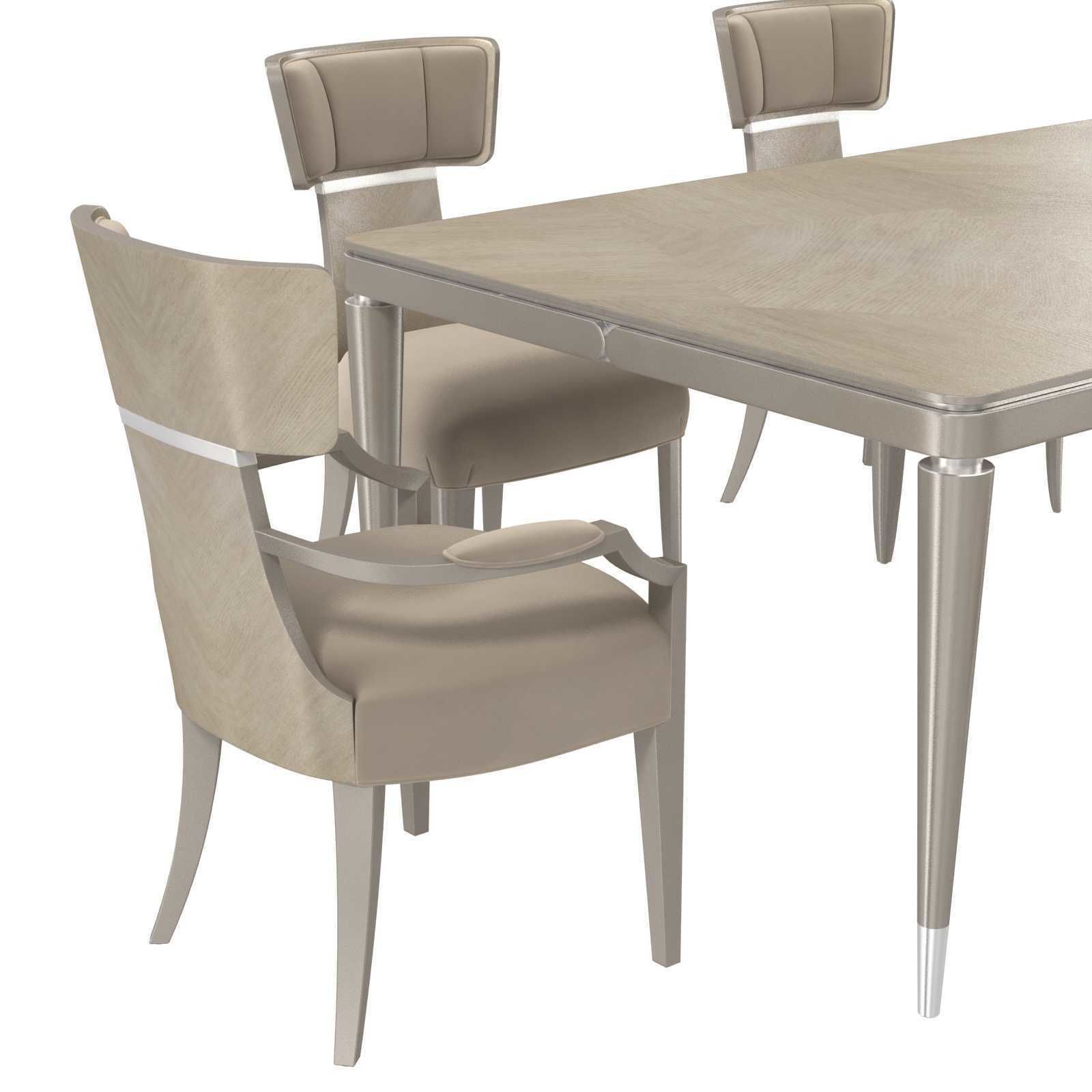 Michael Amini AICO LANTERNA rectangular dining table and chairs 3D model_4