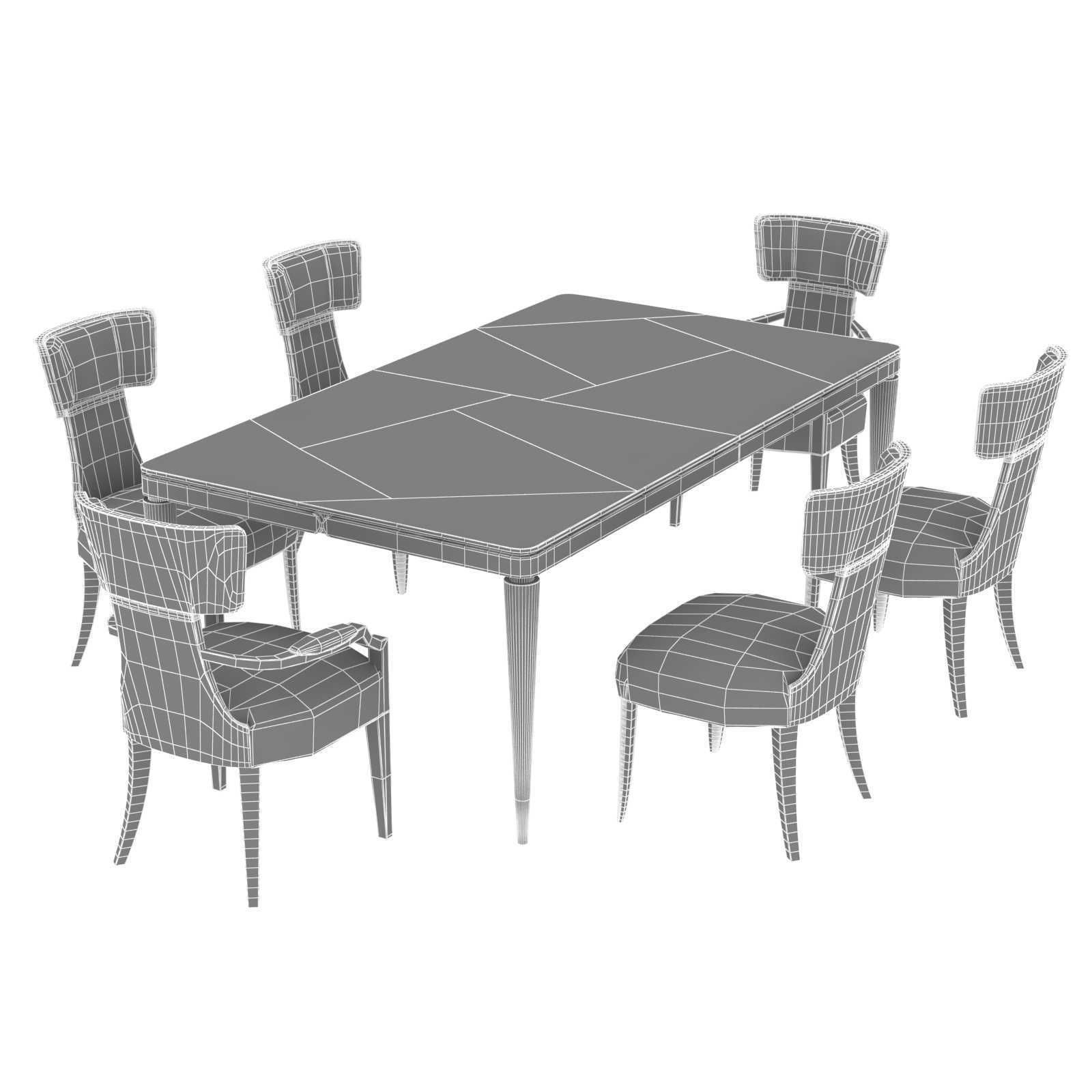 Michael Amini AICO LANTERNA rectangular dining table and chairs 3D model_13