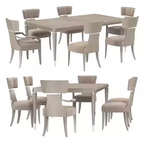 Michael Amini AICO LANTERNA rectangular dining table and chairs 3D model