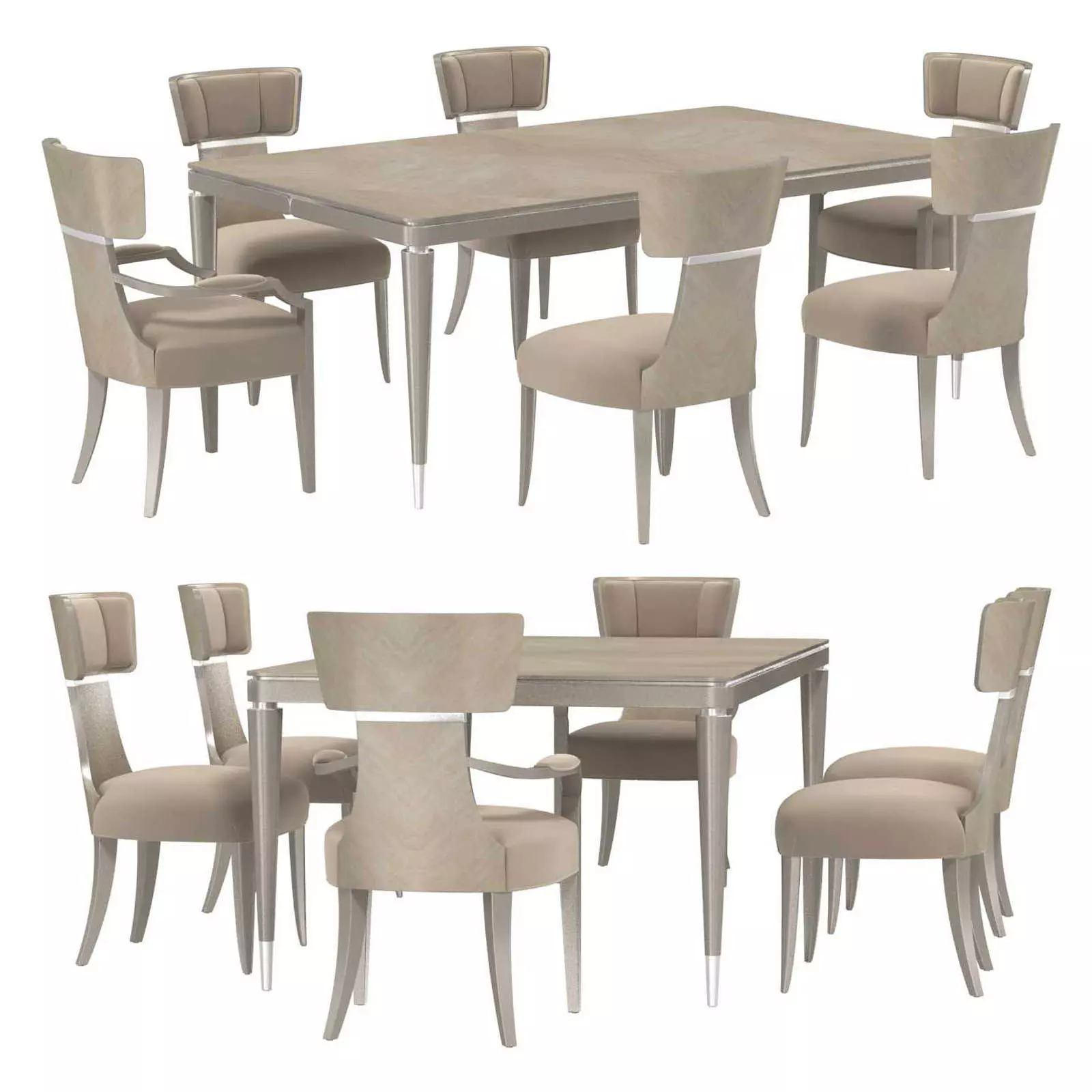 Michael Amini AICO LANTERNA rectangular dining table and chairs 3D model_0