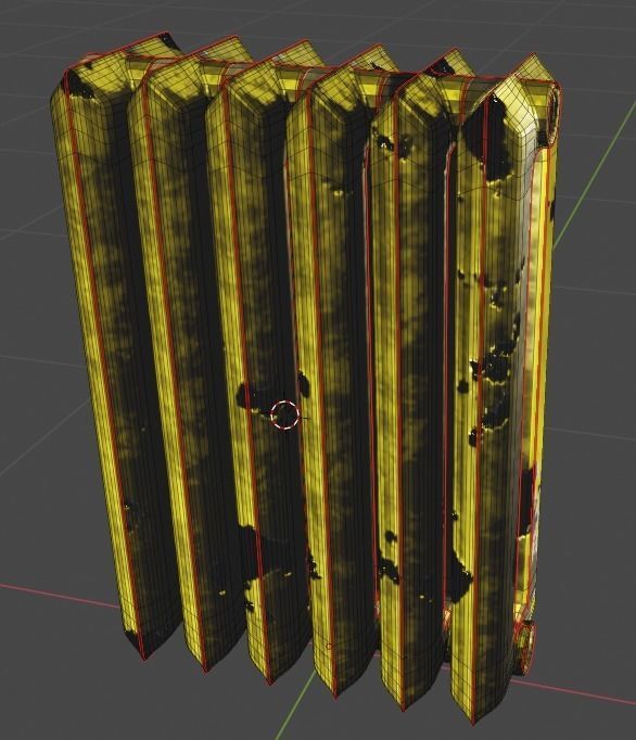 rusty cast iron heating radiator 3D model_12