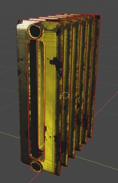 rusty cast iron heating radiator 3D model_2