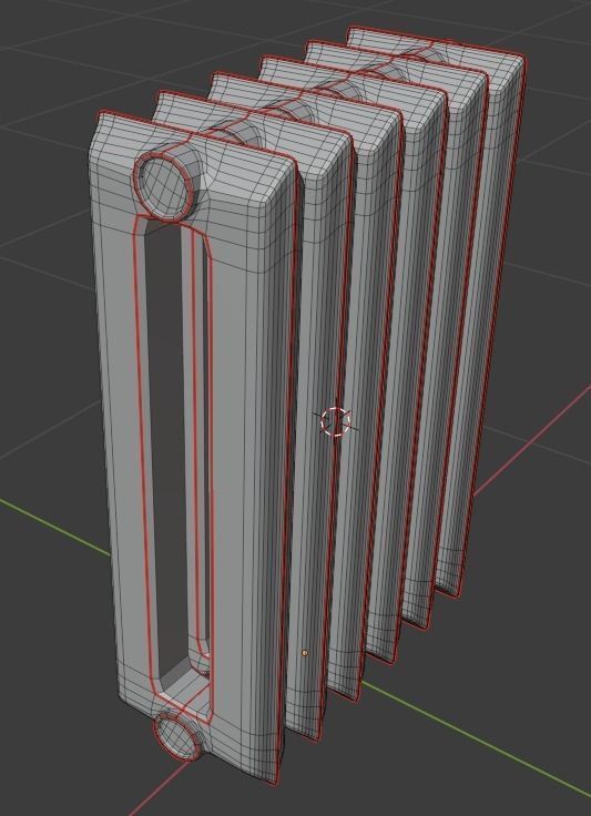 rusty cast iron heating radiator 3D model_3