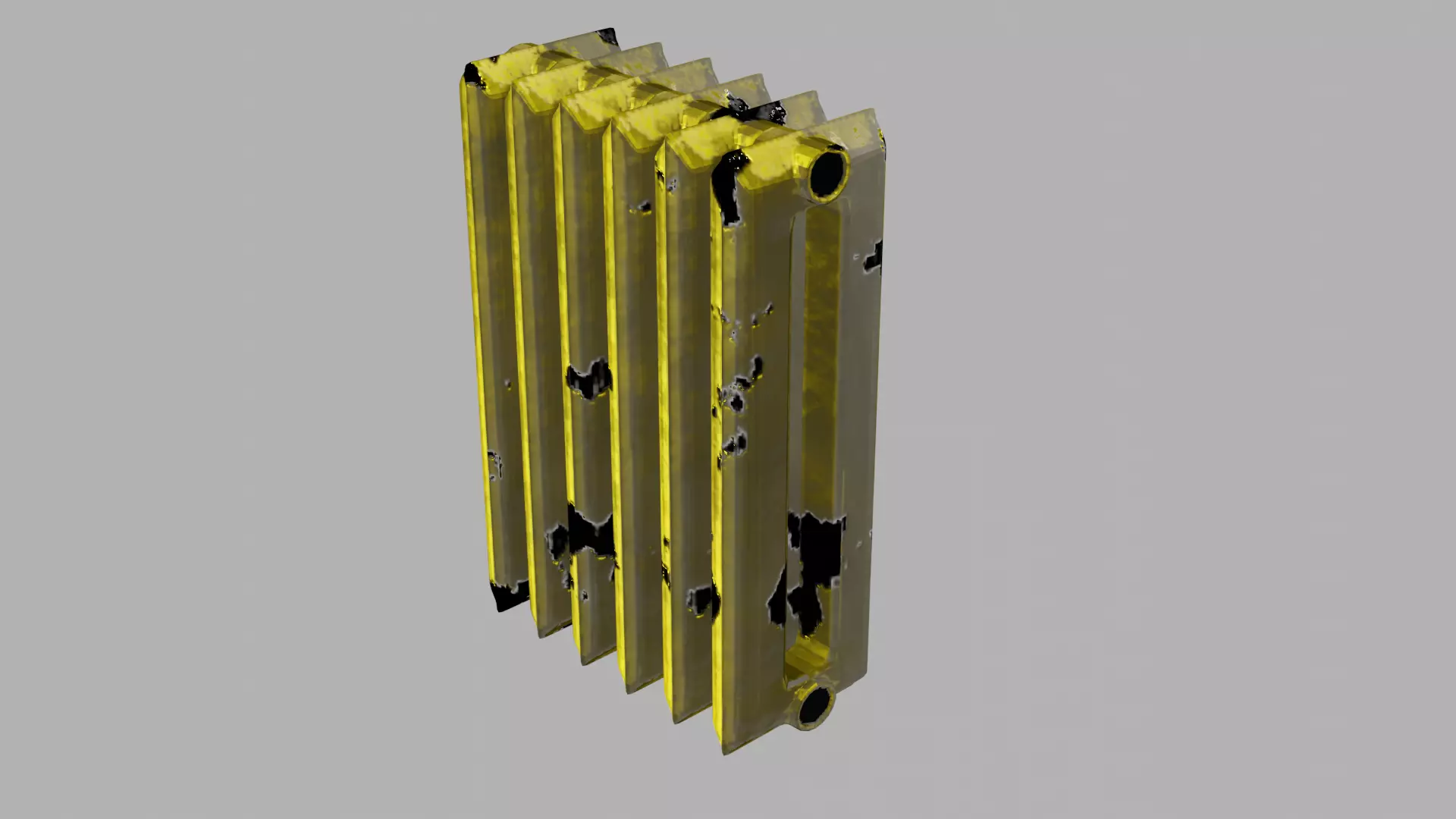 rusty cast iron heating radiator 3D model_0