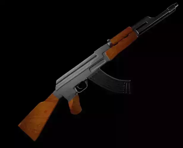 AK-47 Gun Low Poly Game Ready
