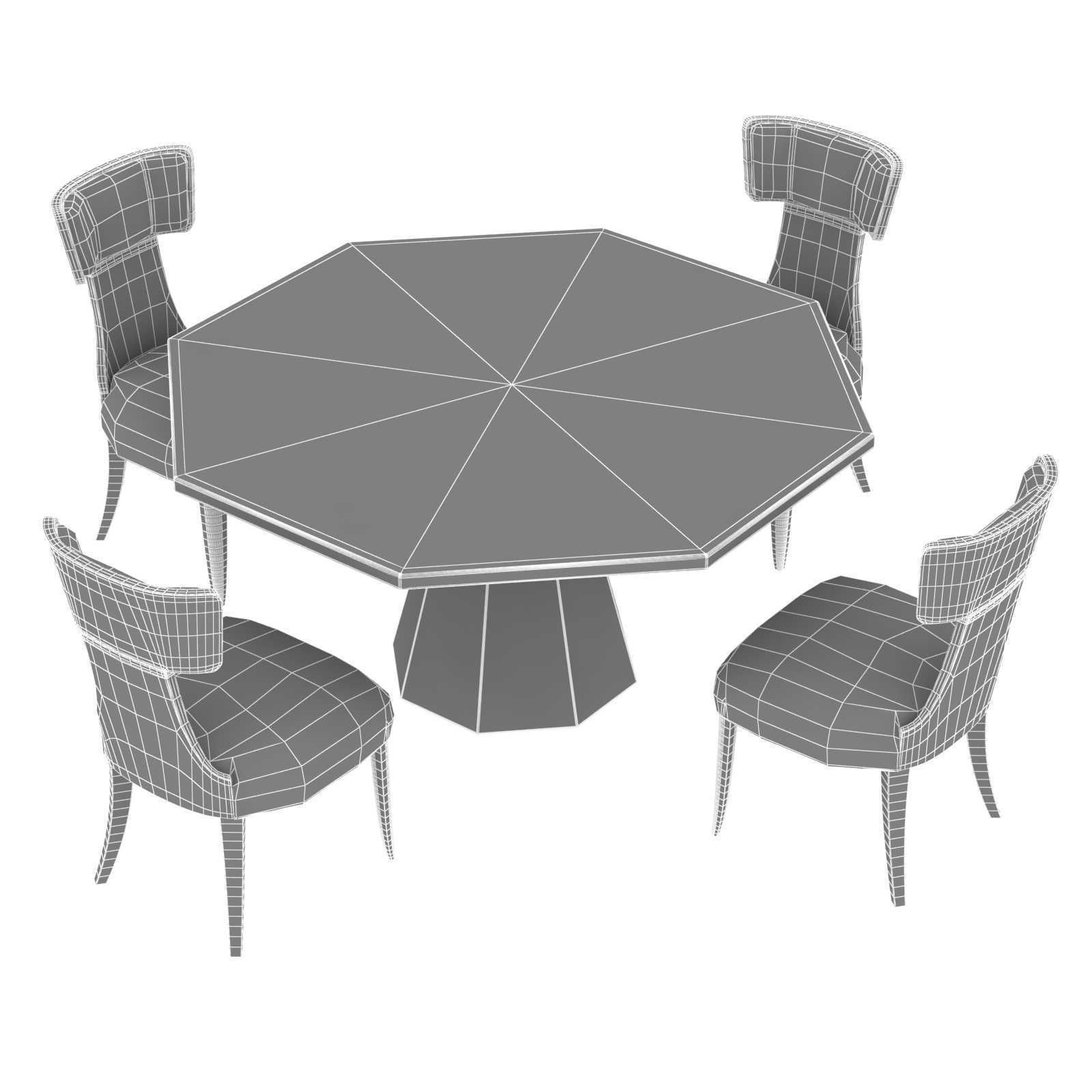 Michael Amini AICO LANTERNA Octagonal dining table and chairs 3D model_10