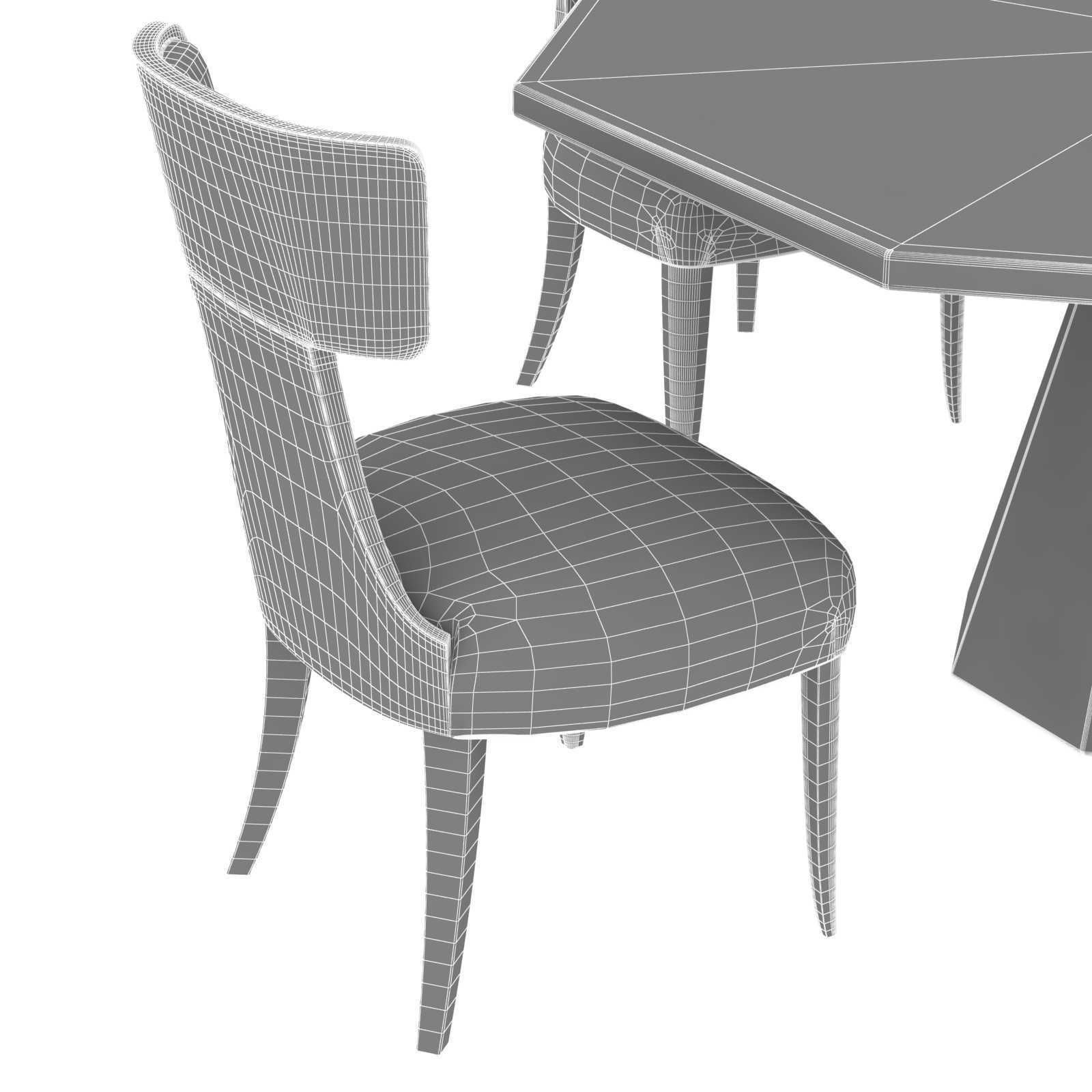 Michael Amini AICO LANTERNA Octagonal dining table and chairs 3D model_8