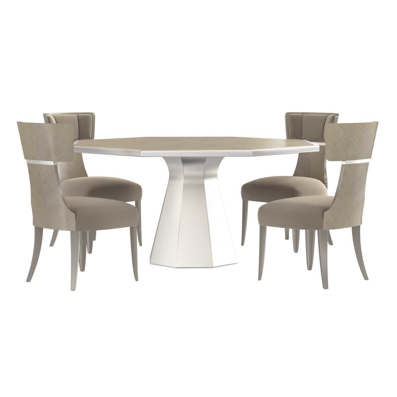 Michael Amini AICO LANTERNA Octagonal dining table and chairs 3D model_1