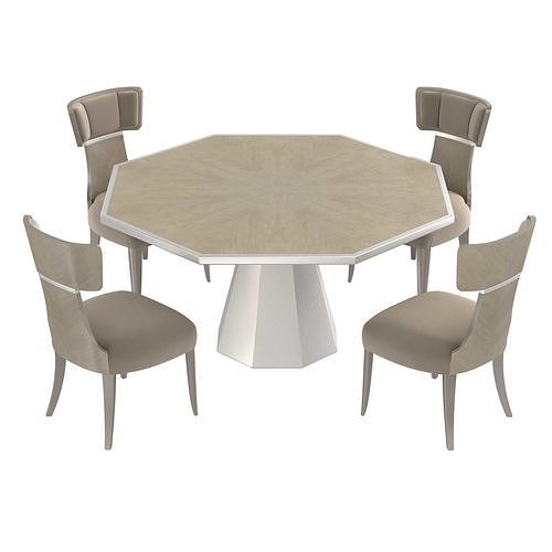 Michael Amini AICO LANTERNA Octagonal dining table and chairs 3D model