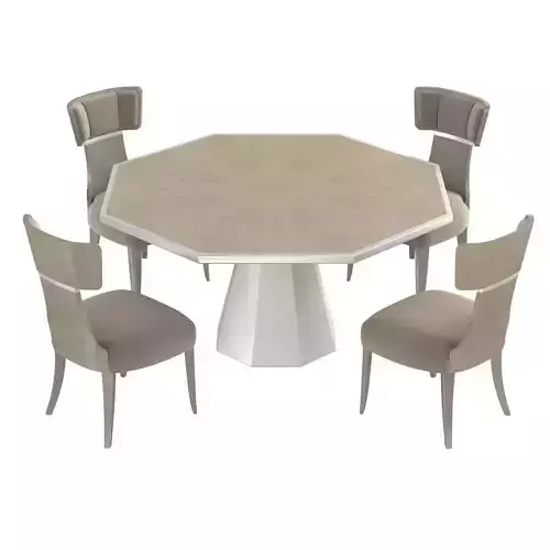 Michael Amini AICO LANTERNA Octagonal dining table and chairs 3D model