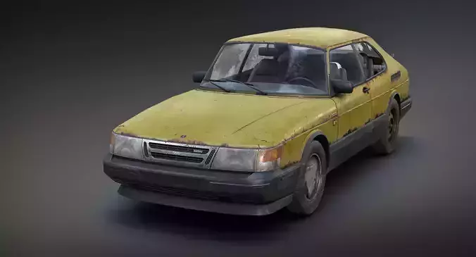 Saab 900 Turbo Rusty Low-poly 3D model