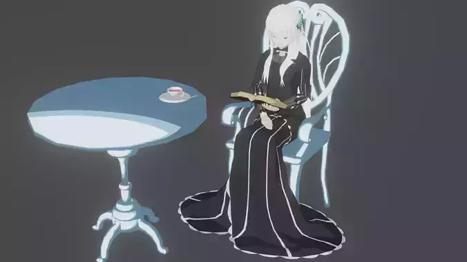 Echidna anime character with long hair 3D model
