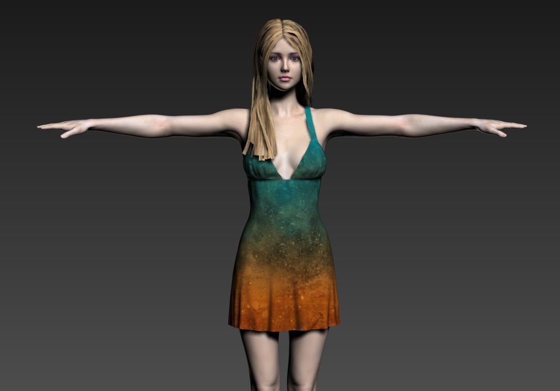 girl in a dress  Free low-poly 3D model_5