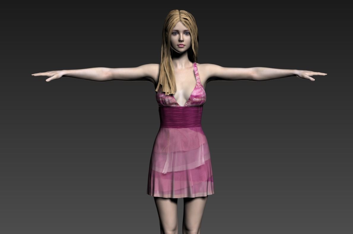 girl in a dress  Free low-poly 3D model_4