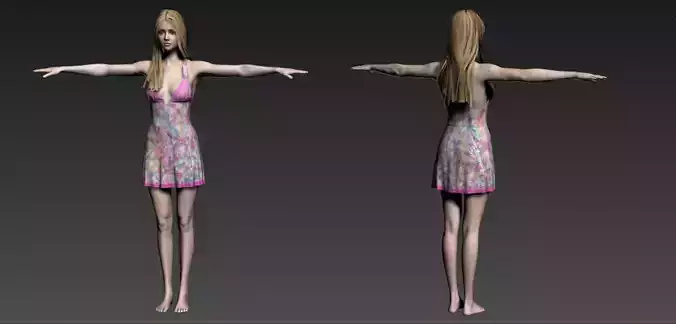 girl in a dress  Free low-poly 3D model