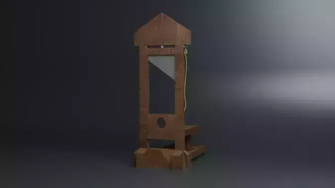 Guillotine wooden torture device Low-poly 3D model