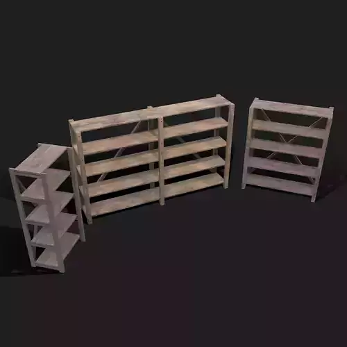 Pottery Shelves Three Pack 3D Model Collection