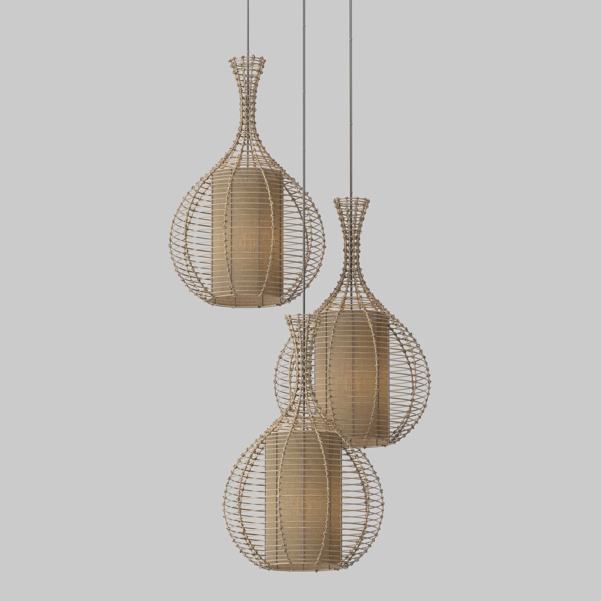 Lamp wicker branch rattan jug 3D model_7