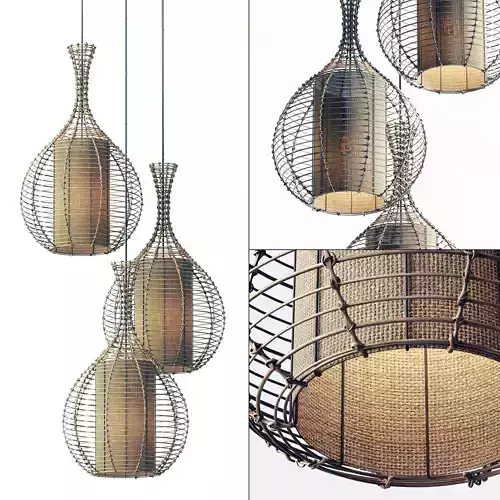 Lamp wicker branch rattan jug