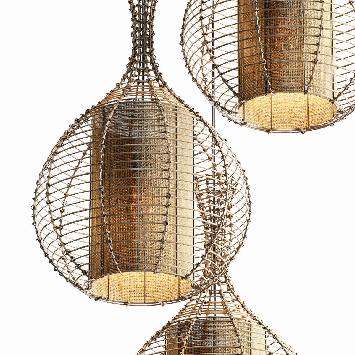 Lamp wicker branch rattan jug 3D model_1