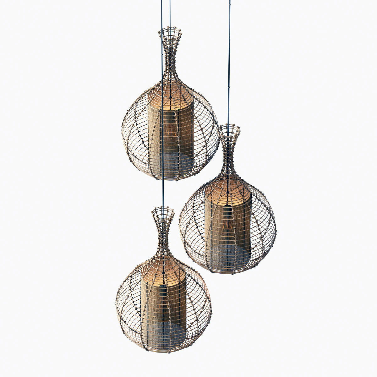 Lamp wicker branch rattan jug 3D model_5