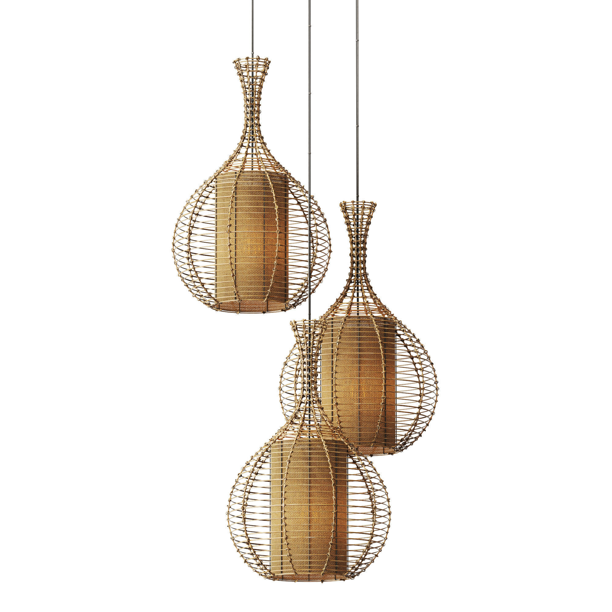 Lamp wicker branch rattan jug 3D model_6