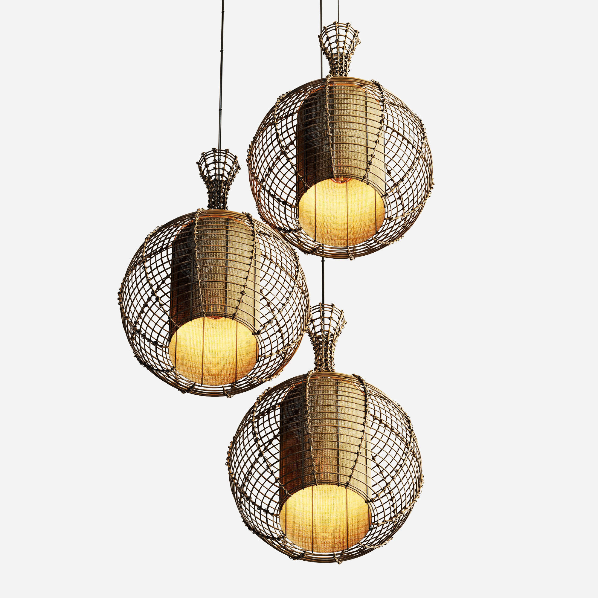Lamp wicker branch rattan jug 3D model_8