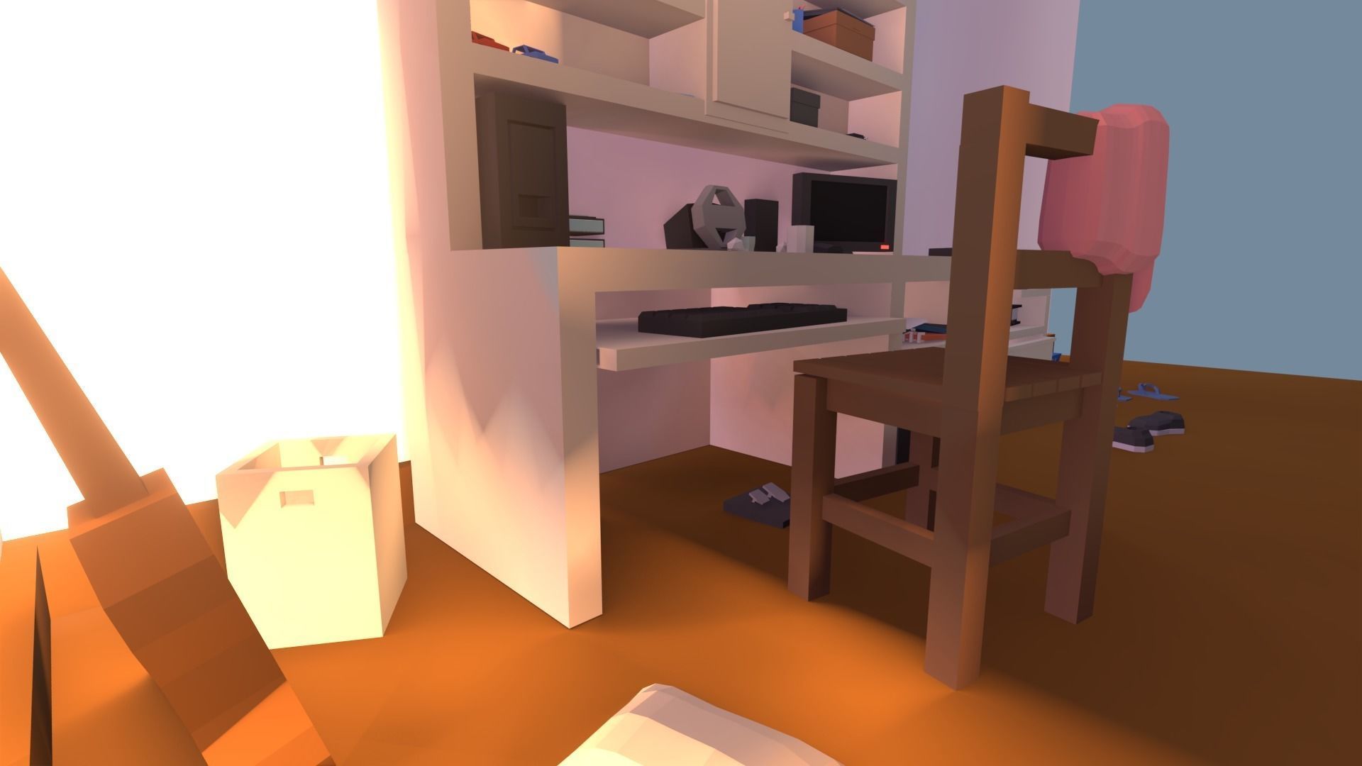 Low poly simple bedroom Free low-poly 3D model_7