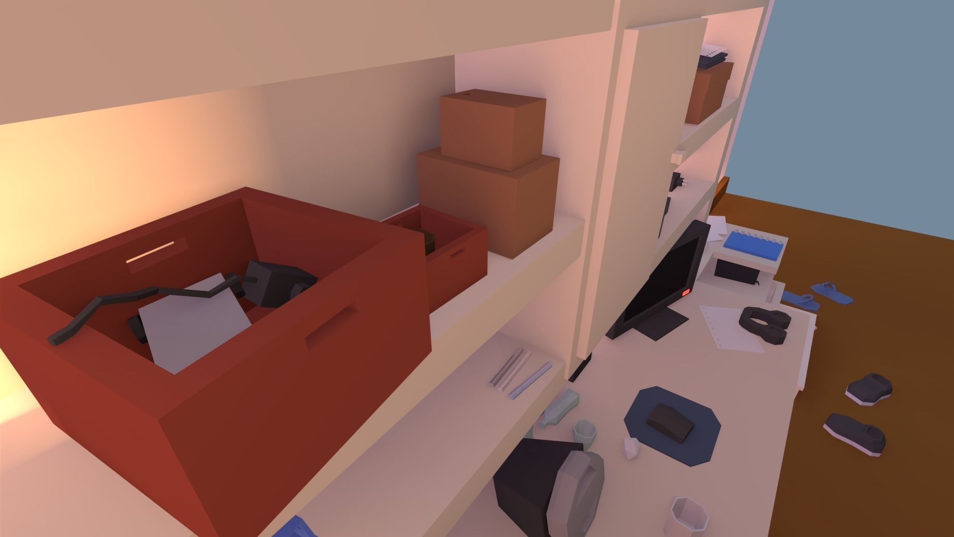Low poly simple bedroom Free low-poly 3D model_8
